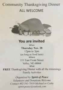 Free Community Thanksgiving Day Harvest Meal ALL Are Welcome To Our Table 