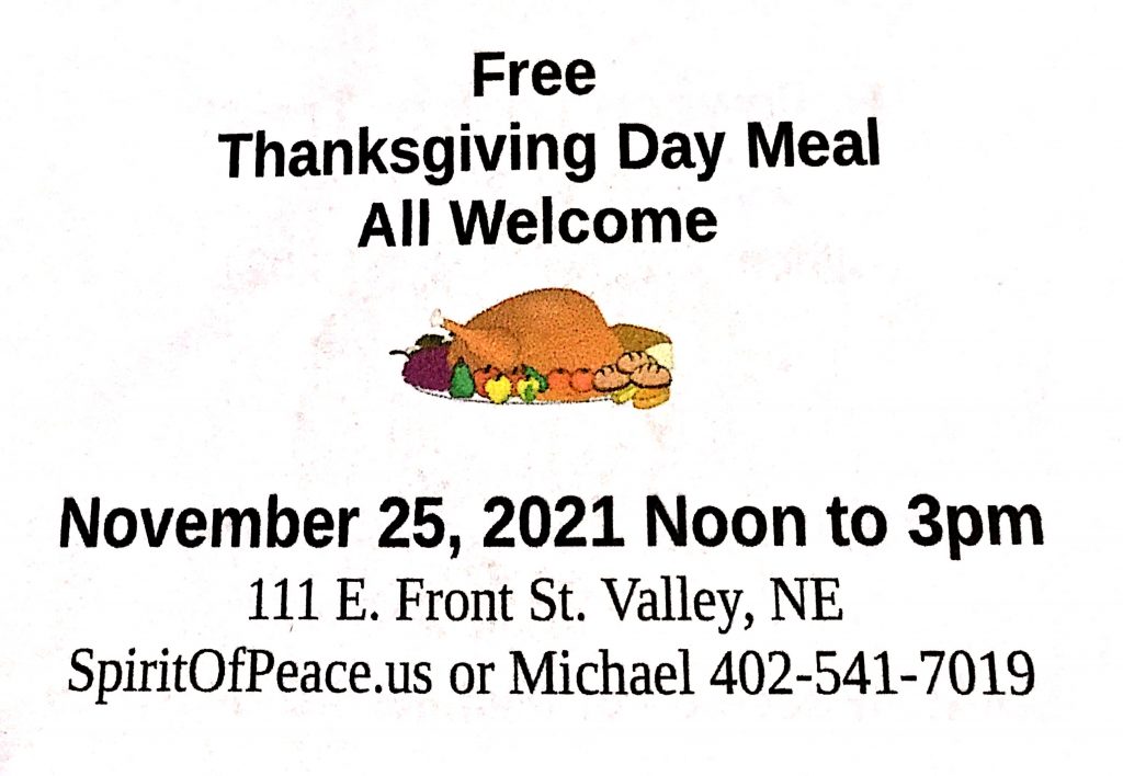 Free Spirit Thanksgiving Day Meal!